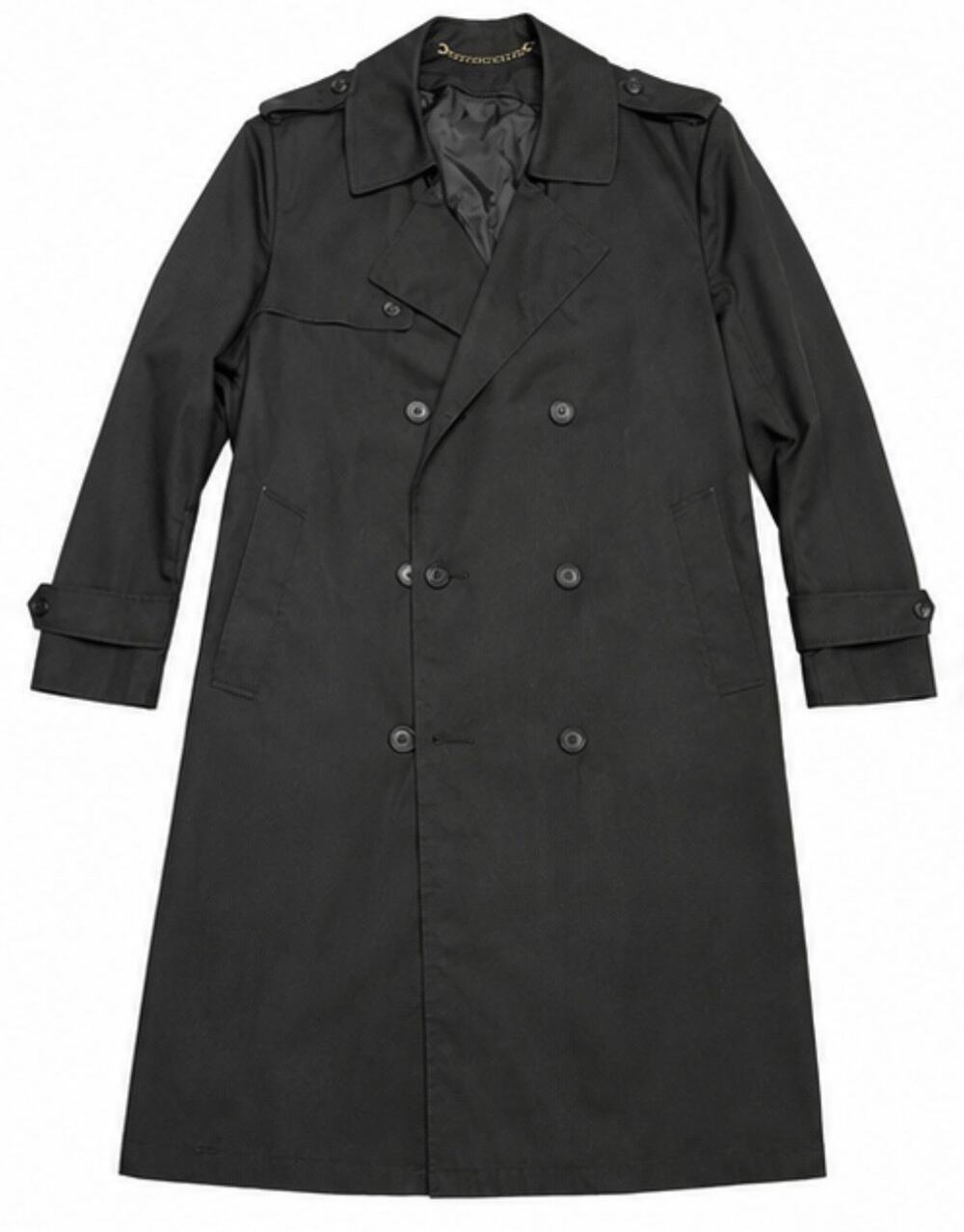Vintage USGI All Weather Trench Coat Black Military Issue Belted 22x42.5
